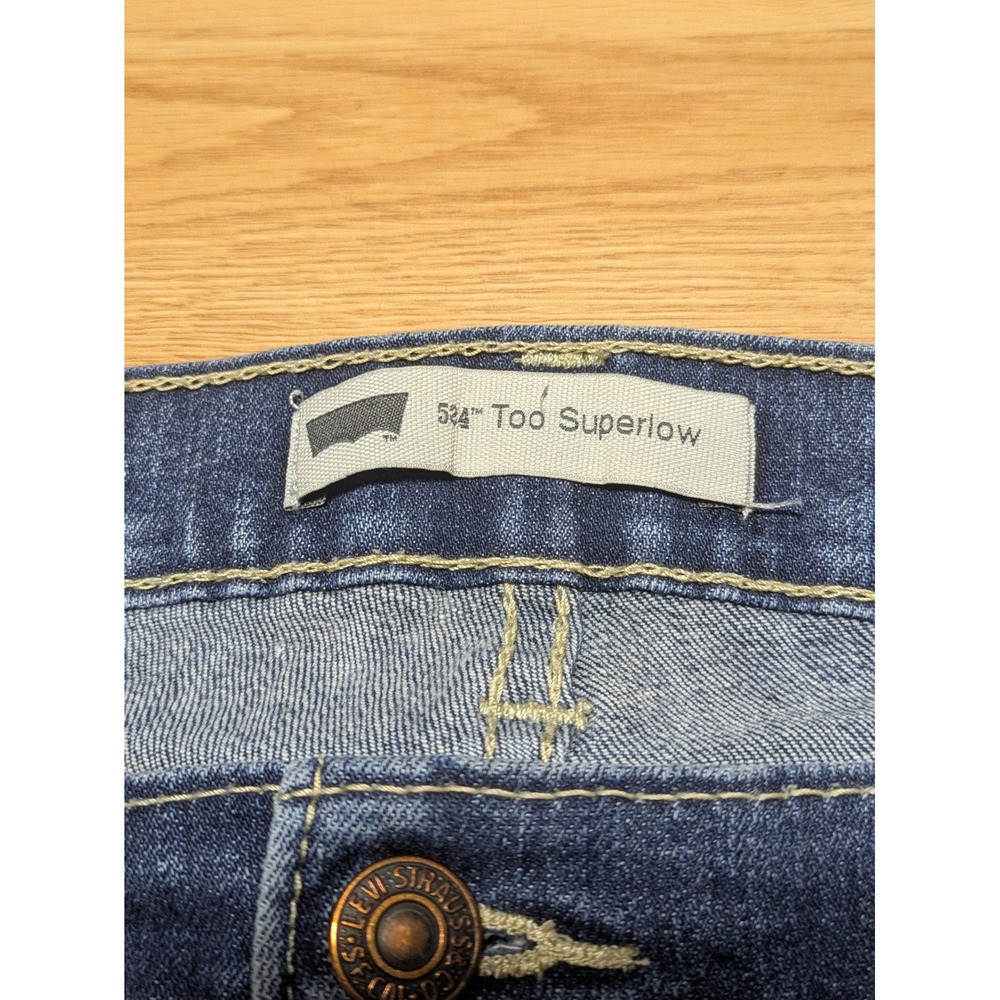 Levi's Womens 524 Too Superlow Jeans Y2K Blue Denim 15 M - Picture 4 of 7